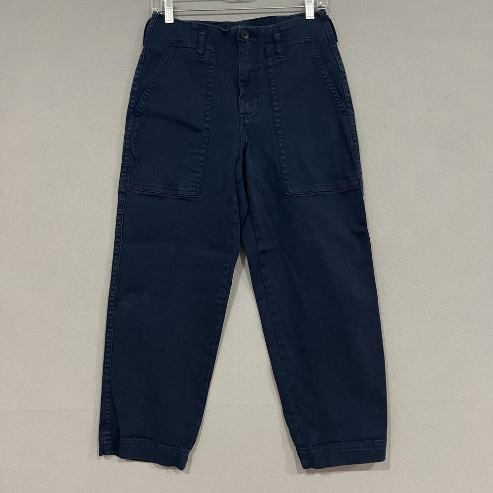 Everlane The Utility Wide Leg Pant Size 2 Navy Blue Cotton Canvas Military